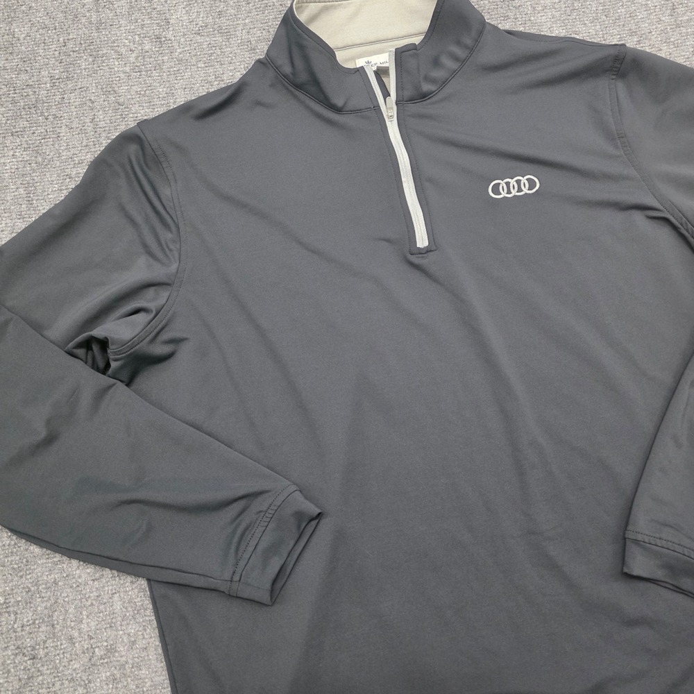 Peter Millar Audi Quarter Zip Pullover Mens XL Black Performance Golf Sweater - Picture 4 of 15